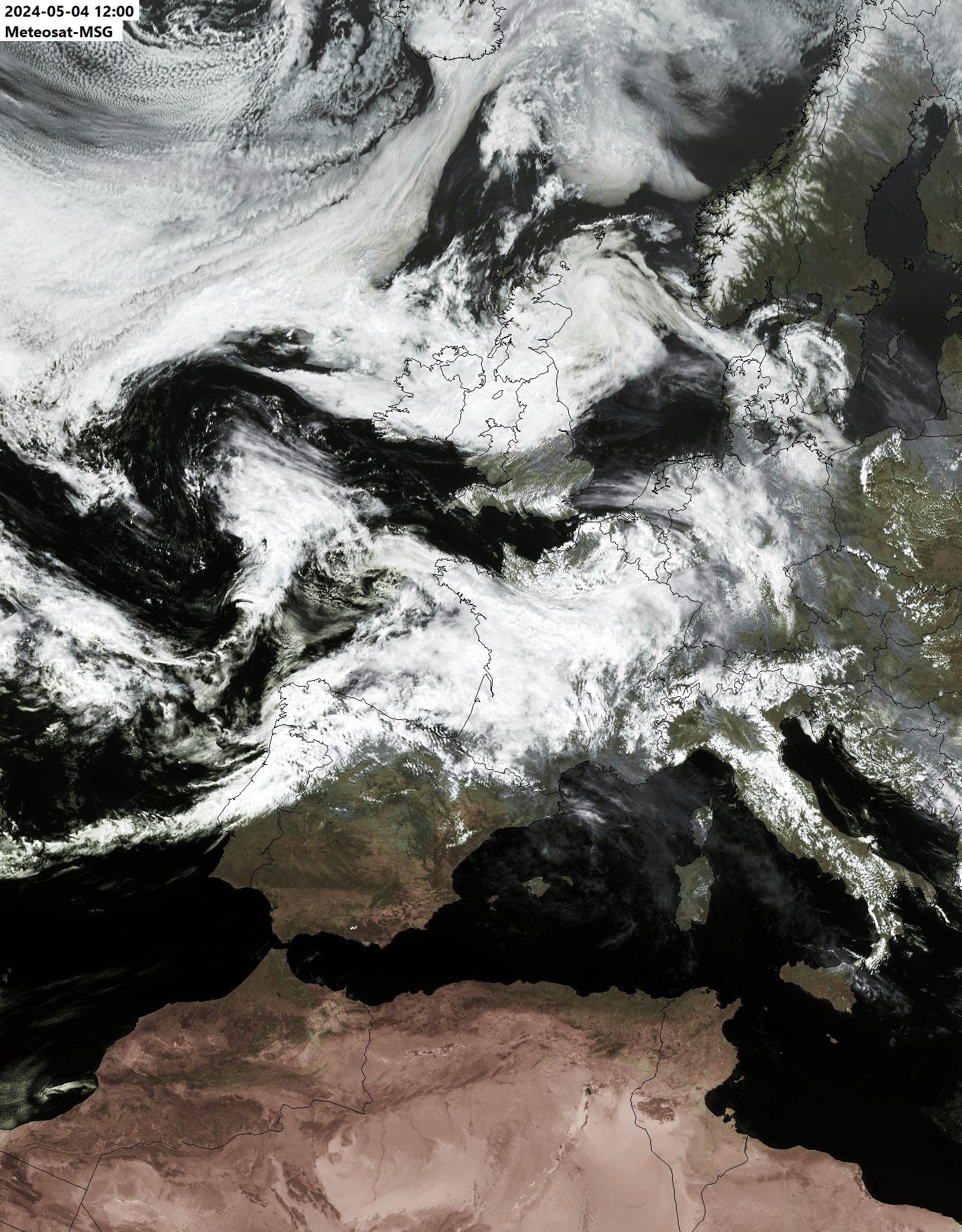 Satellietbeeld weer in Europa voor 29 November 2023